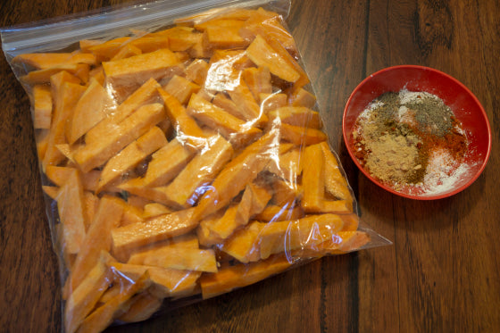 Making sweet potato fries